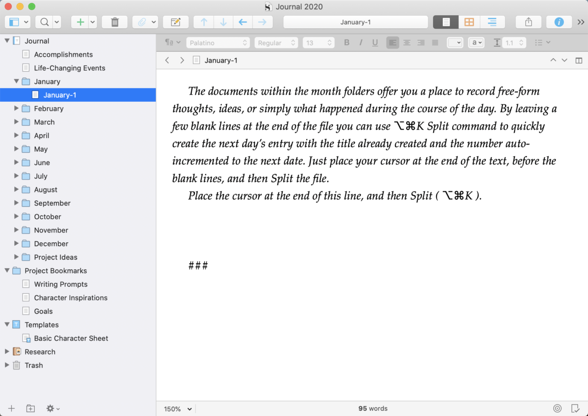 Blank Journal Template for Scrivener 3